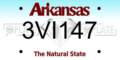 3VI147 Arkansas License Plate