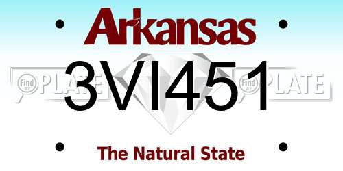 3VI451 Arkansas License Plate