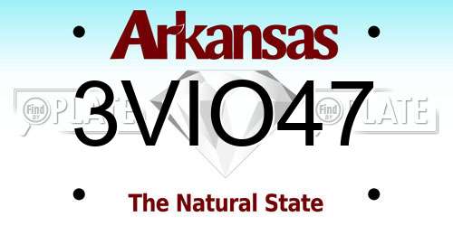 3VIO47 Arkansas License Plate