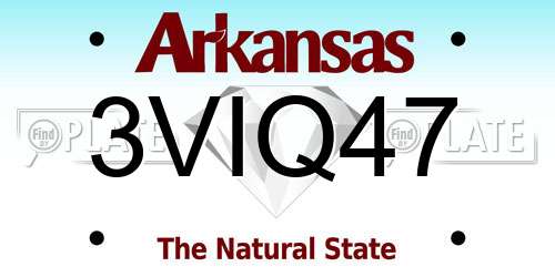 3VIQ47 Arkansas License Plate