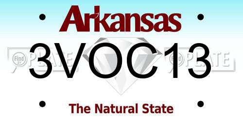 3VOC13 Arkansas License Plate