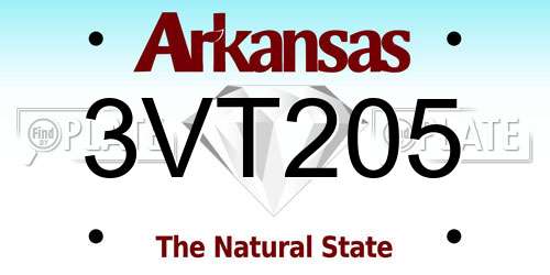3VT205 Arkansas License Plate