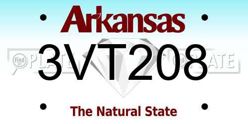 3VT208 Arkansas License Plate