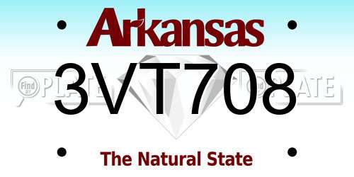 3VT708 Arkansas License Plate