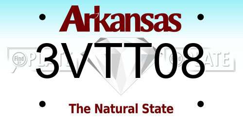 3VTT08 Arkansas License Plate