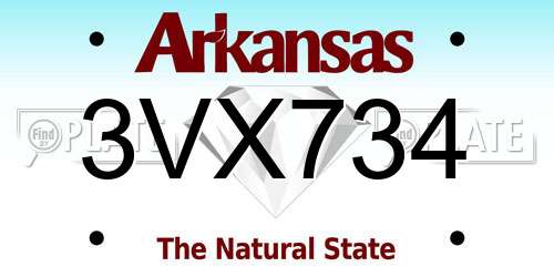 3VX734 Arkansas License Plate