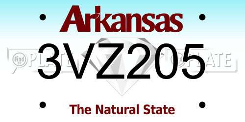 3VZ205 Arkansas License Plate