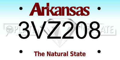3VZ208 Arkansas License Plate