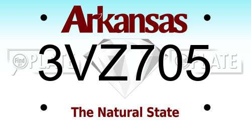 3VZ705 Arkansas License Plate