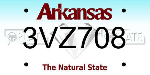 3VZ708 Arkansas License Plate