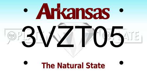 3VZT05 Arkansas License Plate