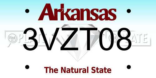 3VZT08 Arkansas License Plate