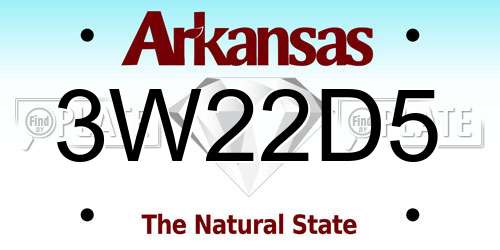 3W22D5 Arkansas License Plate