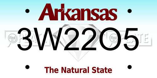 3W22O5 Arkansas License Plate