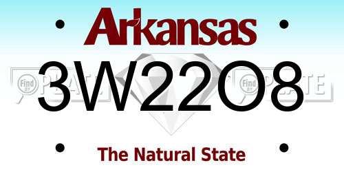 3W22O8 Arkansas License Plate