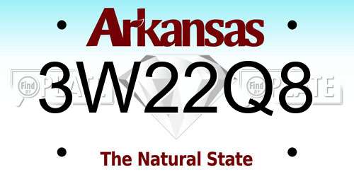 3W22Q8 Arkansas License Plate