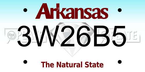3W26B5 Arkansas License Plate