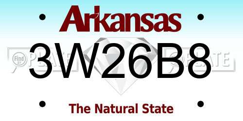 3W26B8 Arkansas License Plate