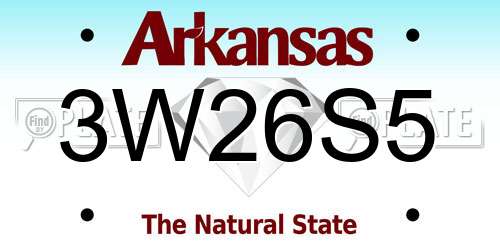 3W26S5 Arkansas License Plate