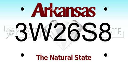 3W26S8 Arkansas License Plate