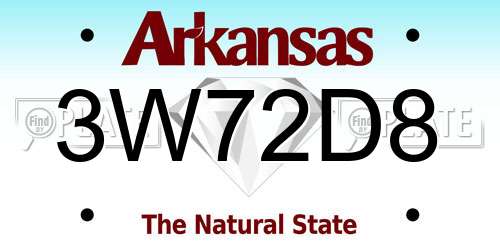 3W72D8 Arkansas License Plate