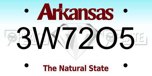 3W72O5 Arkansas License Plate