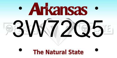 3W72Q5 Arkansas License Plate