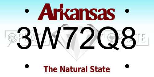 3W72Q8 Arkansas License Plate