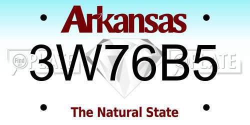 3W76B5 Arkansas License Plate