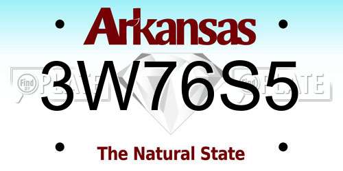 3W76S5 Arkansas License Plate