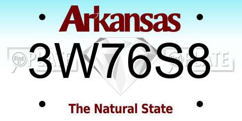 3W76S8 Arkansas License Plate