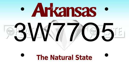 3W77O5 Arkansas License Plate