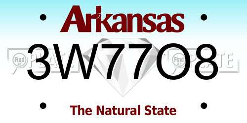 3W77O8 Arkansas License Plate