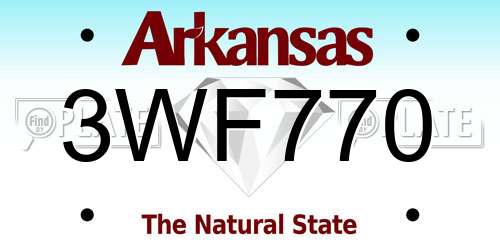 3WF770 Arkansas License Plate