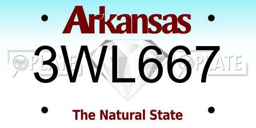 3WL667 Arkansas License Plate