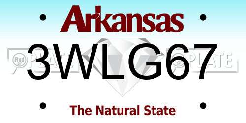 3WLG67 Arkansas License Plate