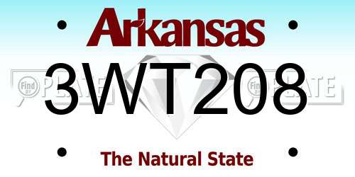3WT208 Arkansas License Plate