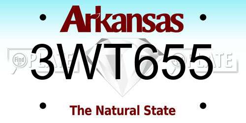 3WT655 Arkansas License Plate