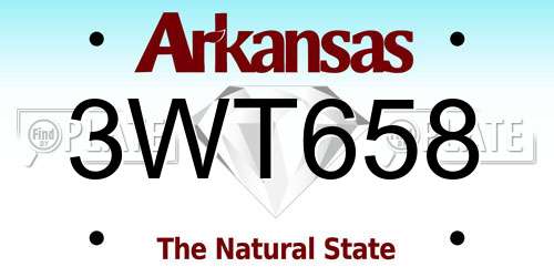 3WT658 Arkansas License Plate