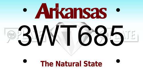 3WT685 Arkansas License Plate
