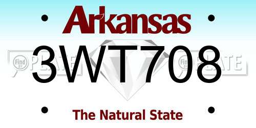 3WT708 Arkansas License Plate
