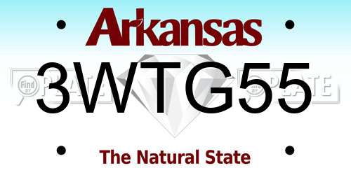 3WTG55 Arkansas License Plate