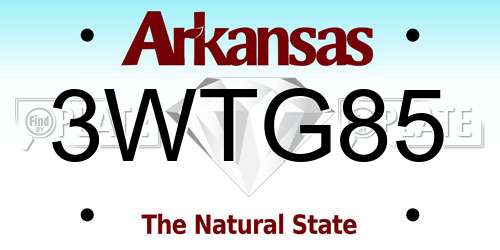 3WTG85 Arkansas License Plate