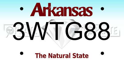 3WTG88 Arkansas License Plate