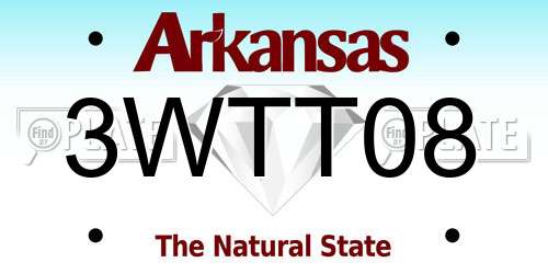 3WTT08 Arkansas License Plate