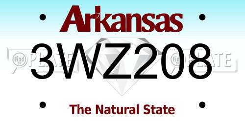 3WZ208 Arkansas License Plate