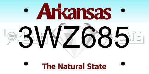 3WZ685 Arkansas License Plate