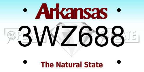 3WZ688 Arkansas License Plate