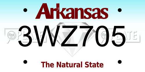 3WZ705 Arkansas License Plate