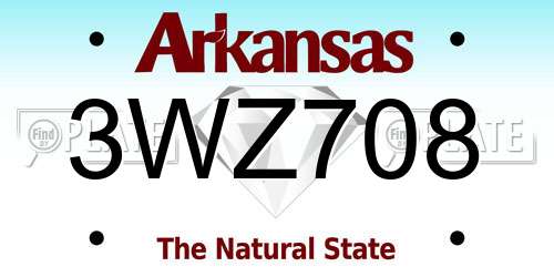 3WZ708 Arkansas License Plate